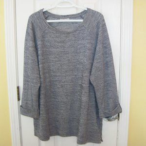 Croft & Barrow Women's 3X black/white heather tunic 3/4 length tab button sleeve